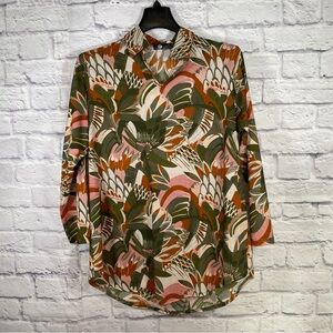 Made in Italy Tropical Print Long Sleeve Top Size Small